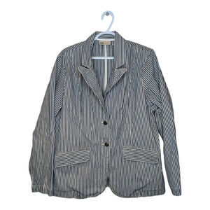 Vintage Faded Glory Striped Denim Blazer 2 Button Jacket Women's  XL Y2K 90s